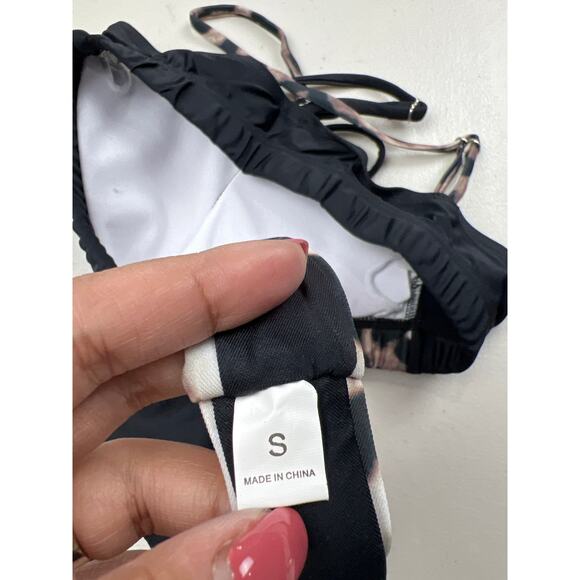 Women's Small Cheetah Print Sexy 2Piece Sexy Swimwear High Cut Bikini Set Padded - Picture 3 of 10